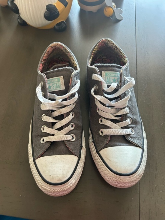 Converse Shoes - Converse Gray Canvas Low-Top Sneakers with White Accents